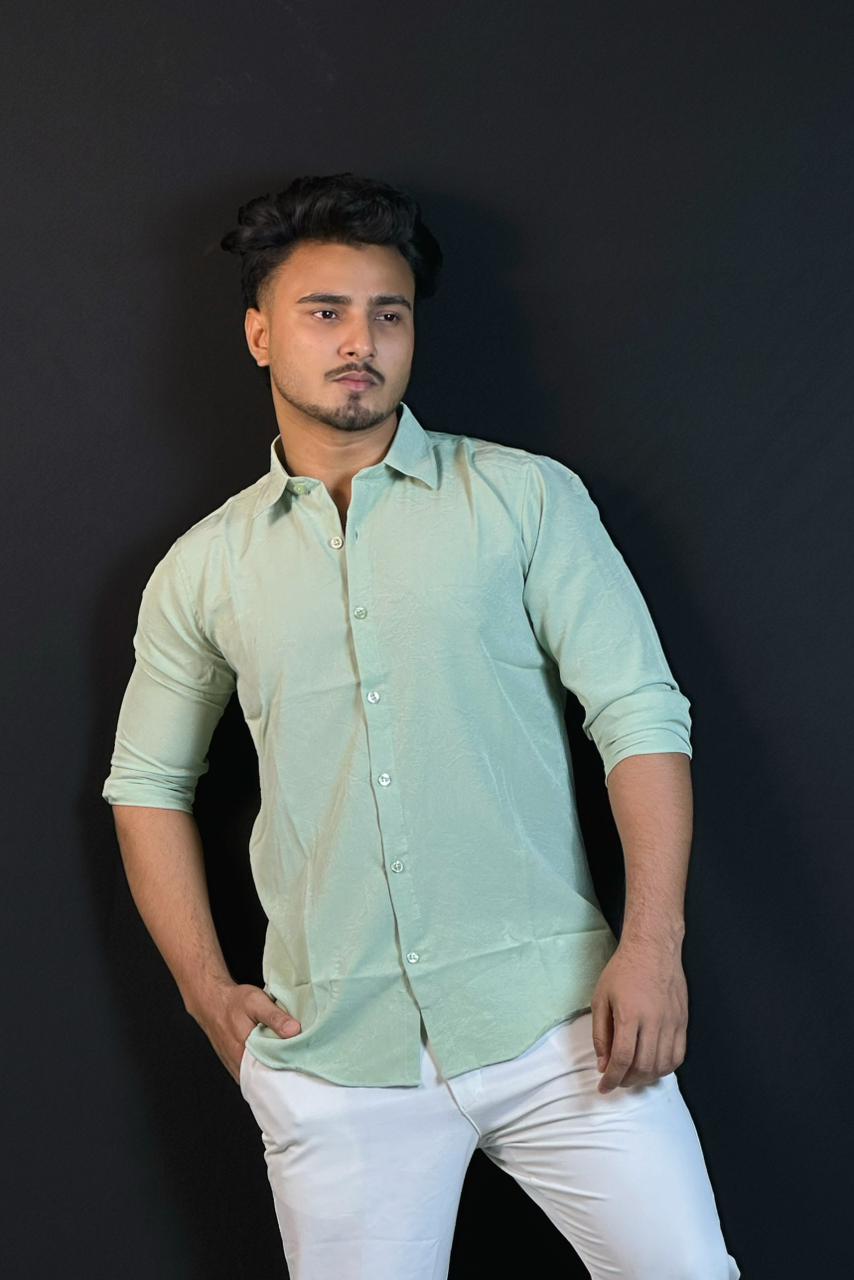 Lemon Colour China Formal Shirt Crushed